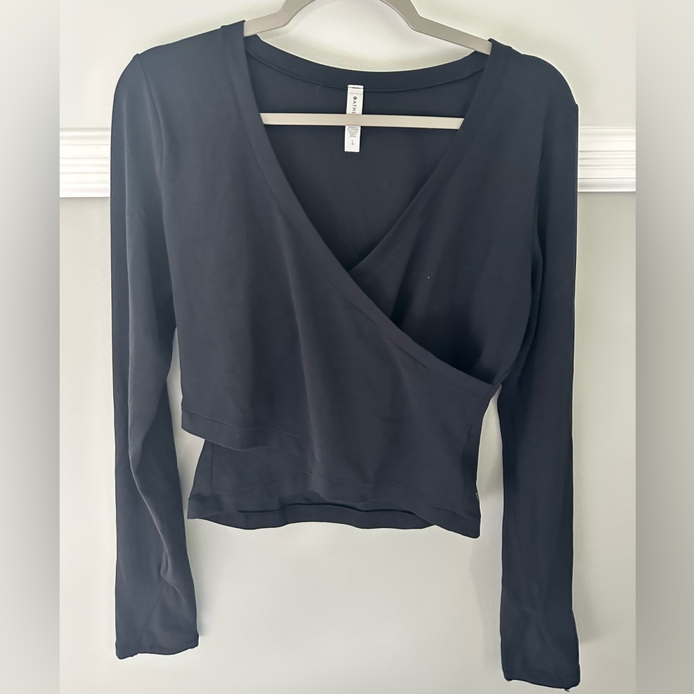 Athleta Wrap Front Black Top